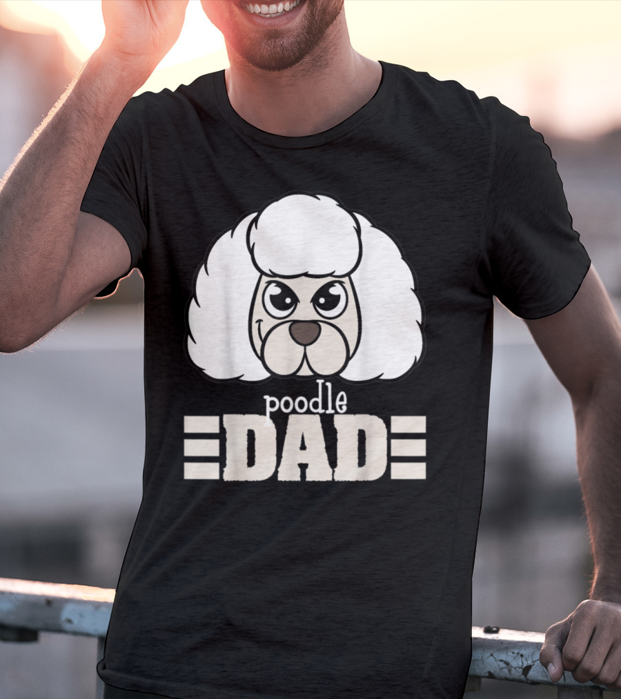 Poodle Dad Face Graphic With Text T-Shirt