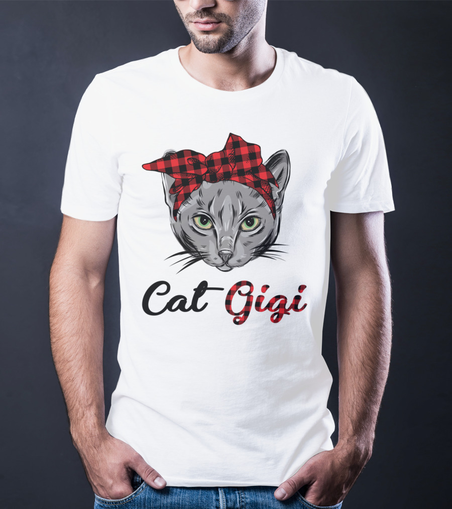 Cat Gigi Buffalo Plaid Grandma Pet T-Shirt