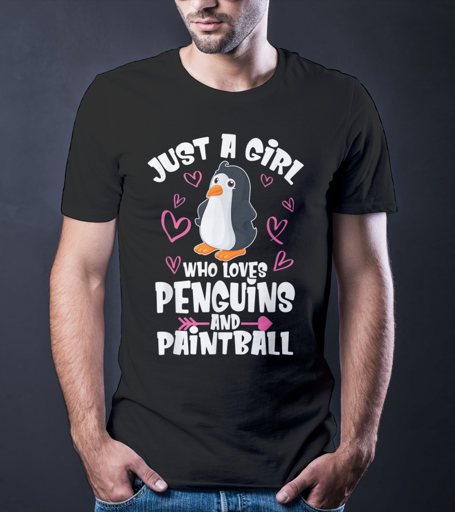 Just A Girl Who Loves Penguins And Paintball Hearts Arrow T-Shirt