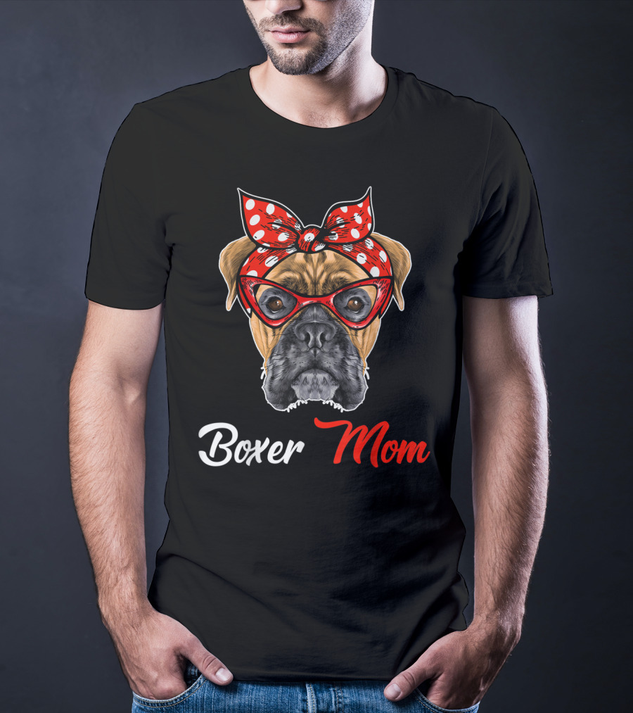 Boxer Mom Bandana Glasses T-Shirt