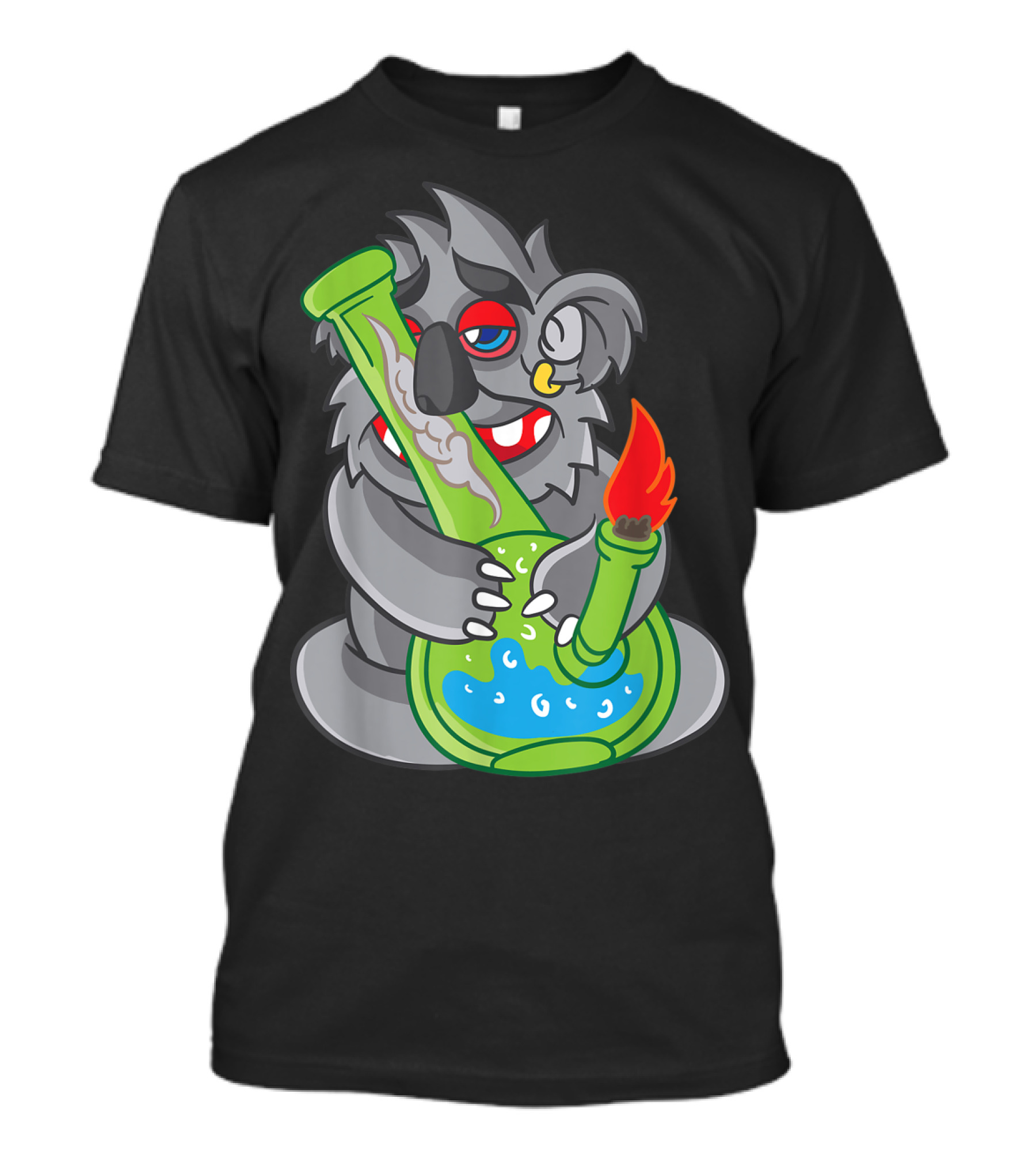 Koala Smoking Weed Cannabis Stoner Marihuana Bong Cartoon T-Shirt