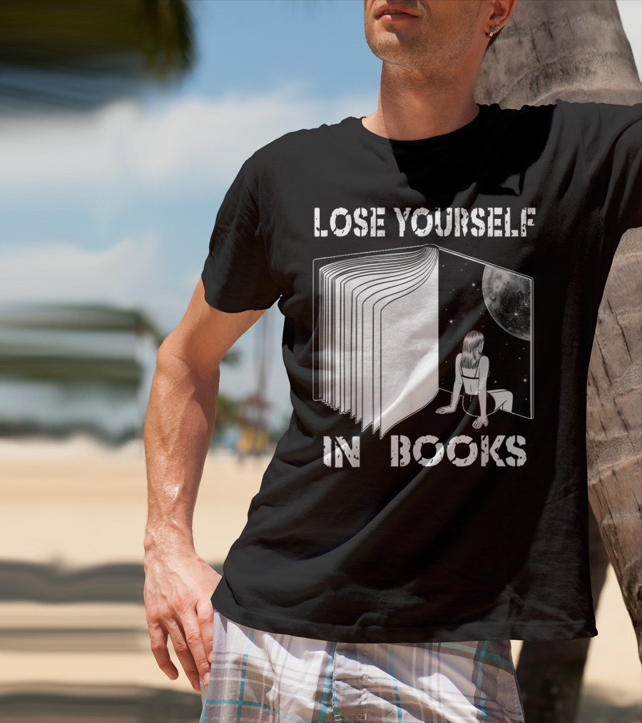 Lose Yourself In Books Reading Galaxy Escape Moon T-Shirt