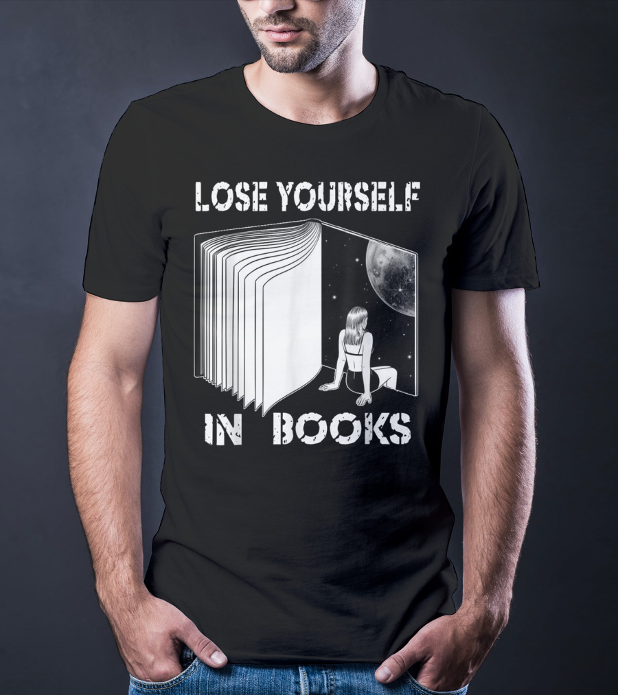 Lose Yourself In Books Reading Galaxy Escape Moon T-Shirt