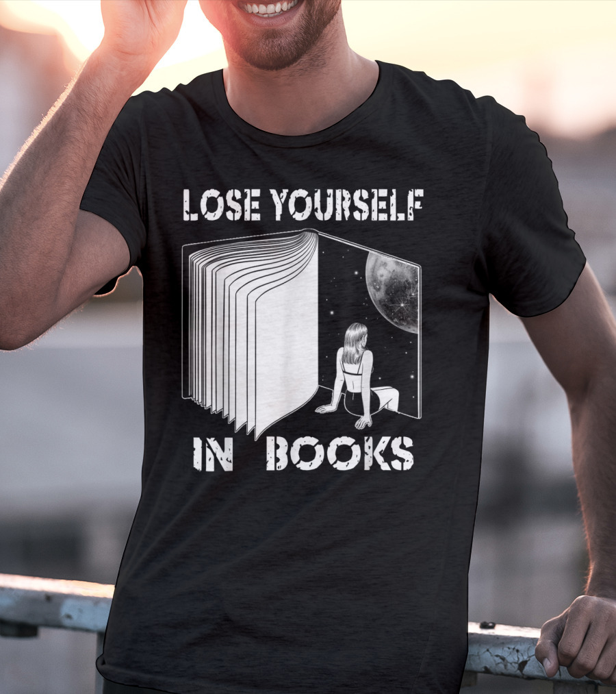 Lose Yourself In Books Reading Galaxy Escape Moon T-Shirt