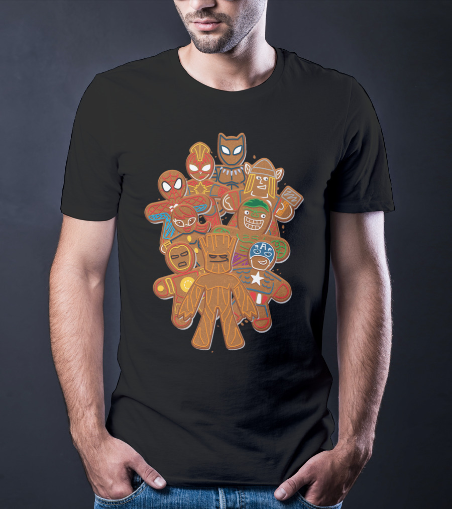 Marvel Avengers Superhero Gingerbread Cookie Cluster T-Shirt