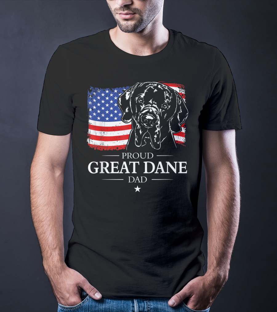 Proud Great Dane Dad With American Flag T-Shirt