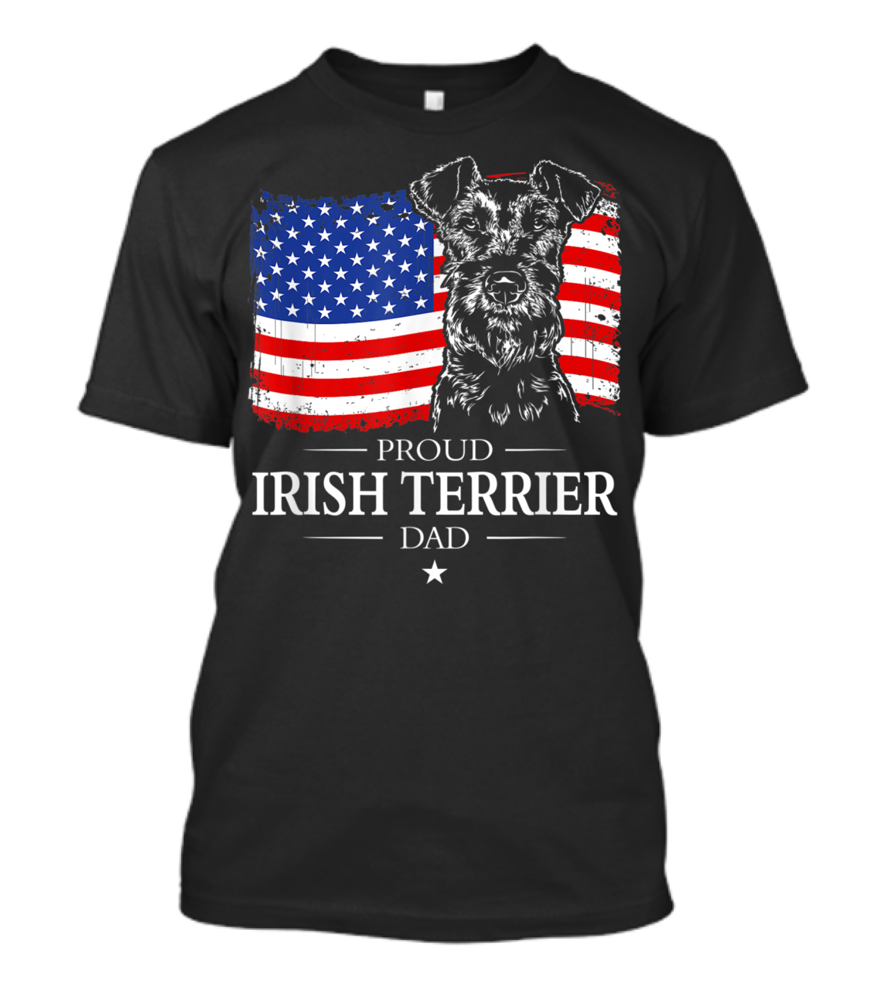 Proud Irish Terrier Dad With American Flag Background T-Shirt