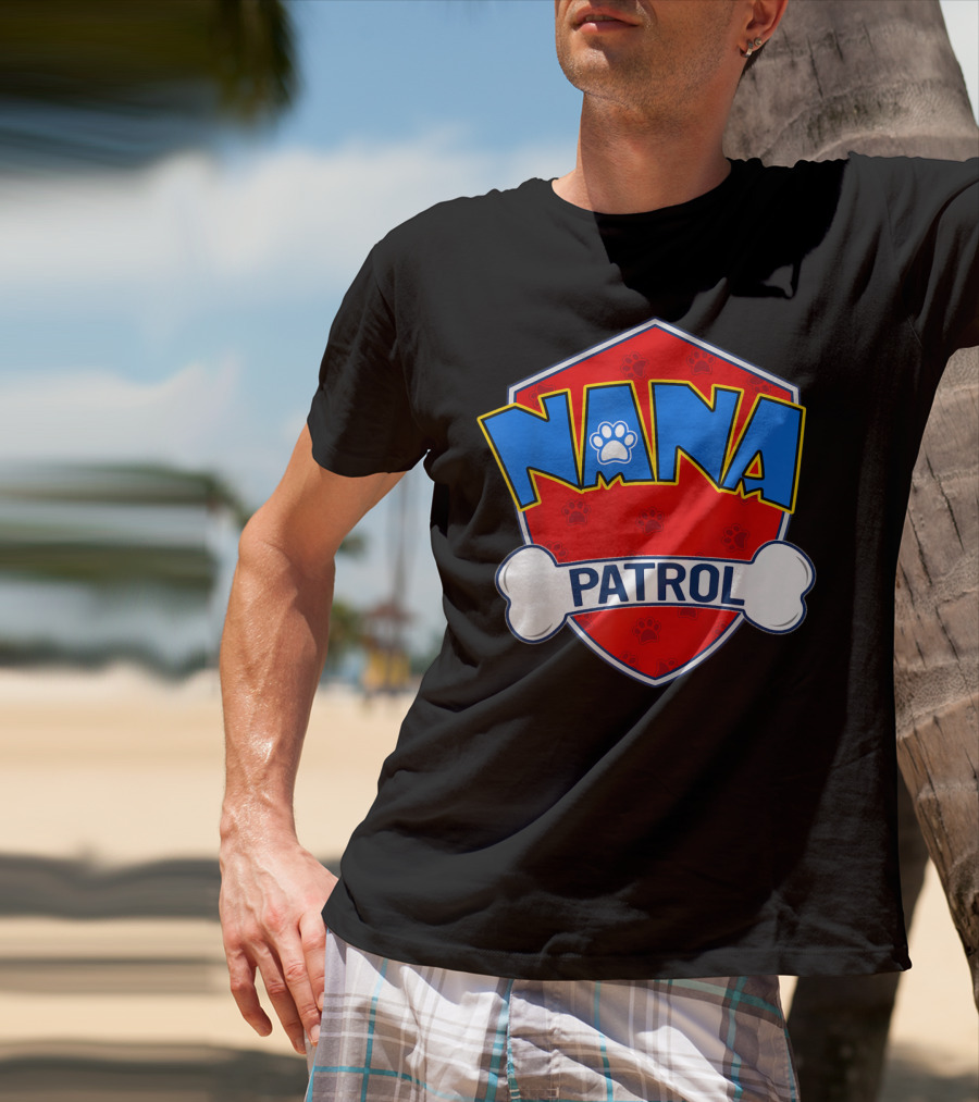 Nana Patrol Paw Badge Shield T-Shirt