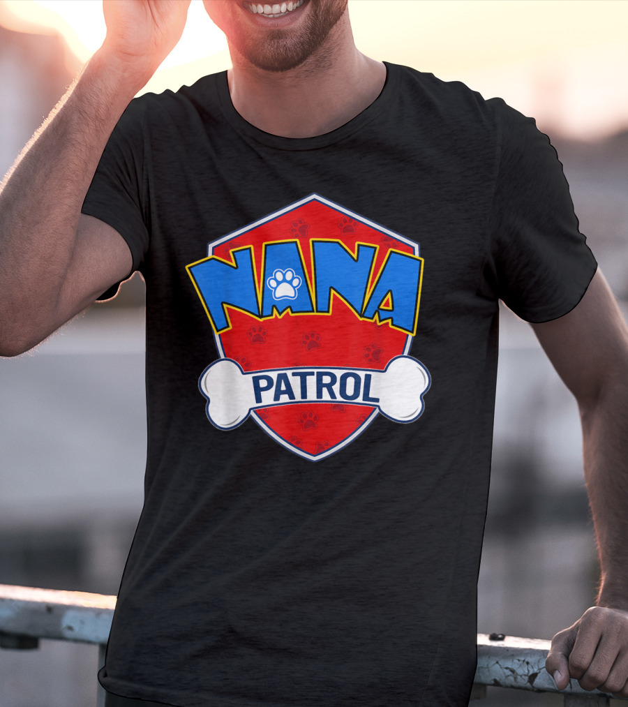 Nana Patrol Paw Badge Shield T-Shirt