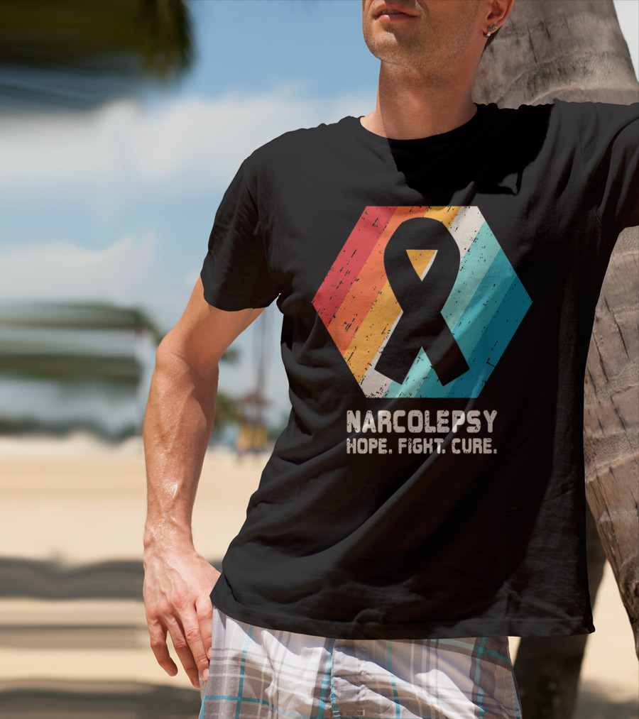 Narcolepsy Hope Fight Cure Ribbon Retro Awareness T-Shirt