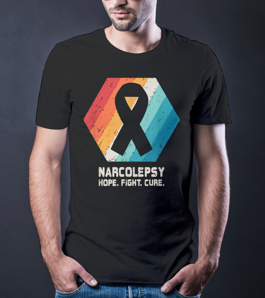 Narcolepsy Hope Fight Cure Ribbon Retro Awareness T-Shirt