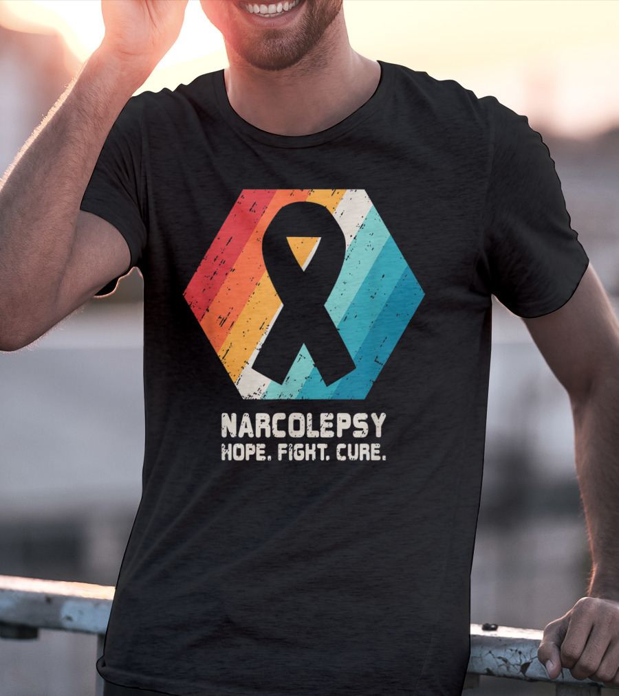 Narcolepsy Hope Fight Cure Ribbon Retro Awareness T-Shirt