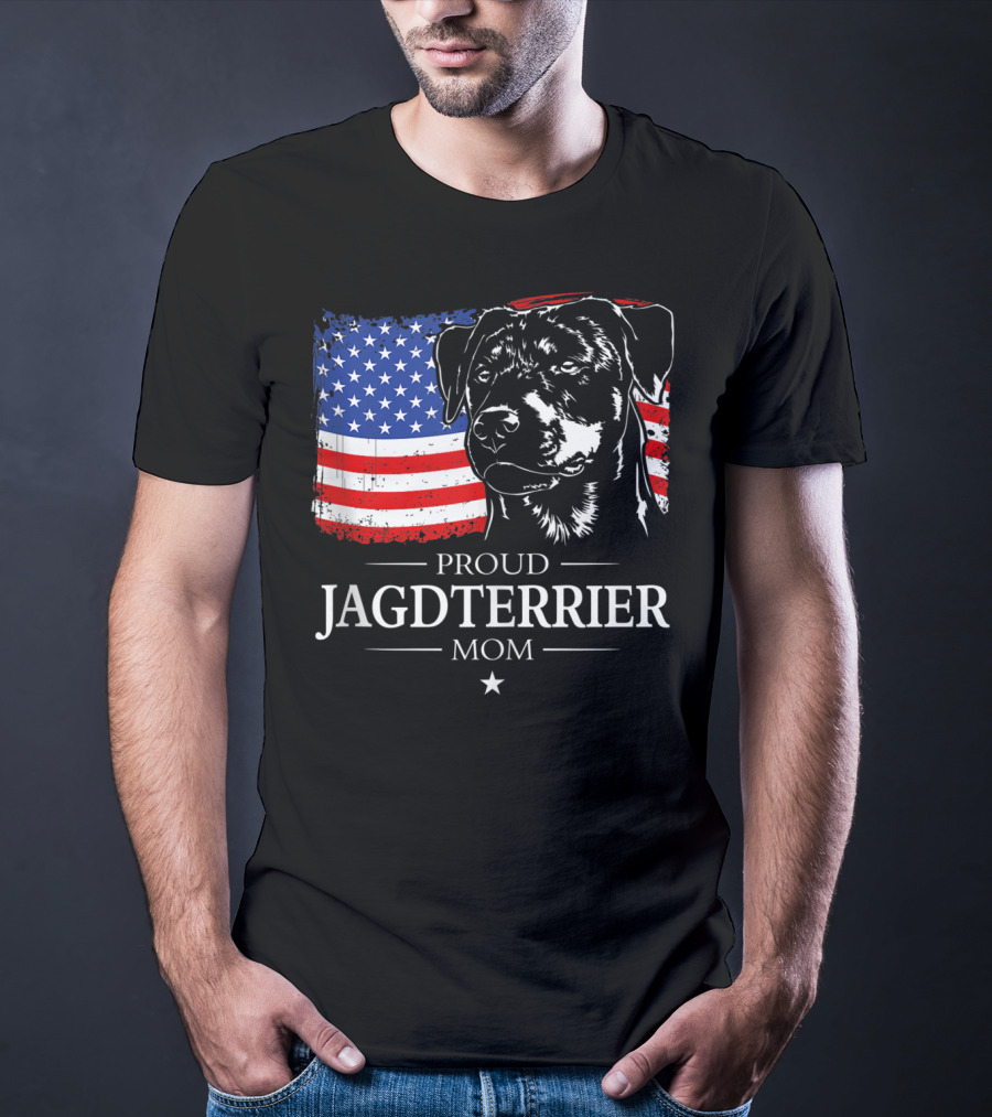 Proud Jagdterrier Mom American Flag T-Shirt