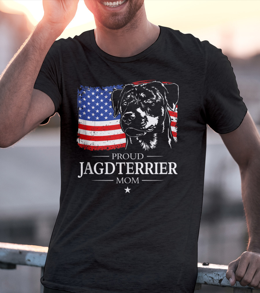 Proud Jagdterrier Mom American Flag T-Shirt