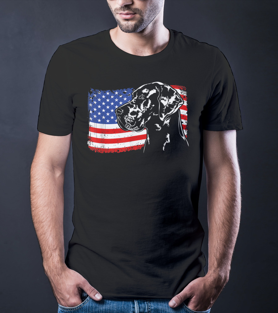 Great Dane American Flag Patriotic Pride T-Shirt