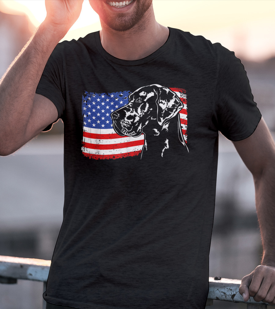 Great Dane American Flag Patriotic Pride T-Shirt
