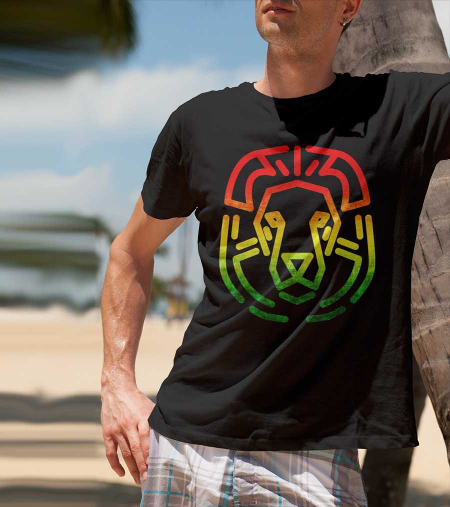 Rasta Flag Reggae Lion Jamaica Geometric T-Shirt
