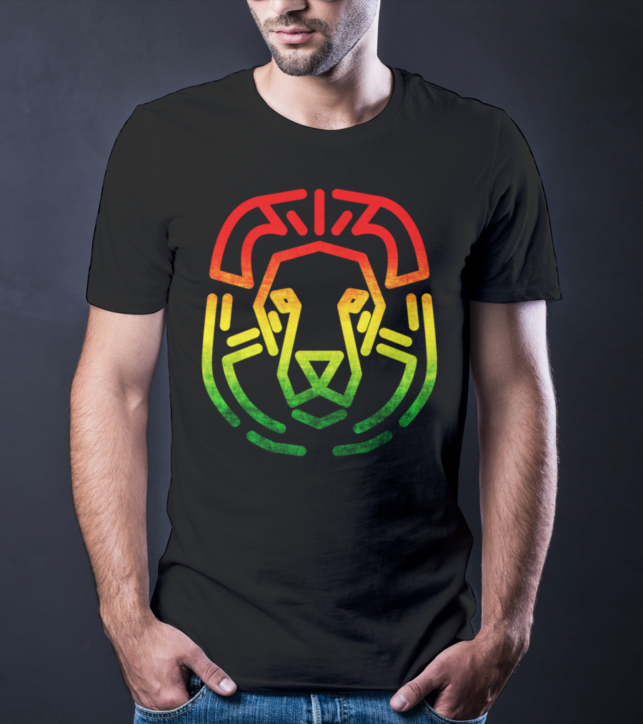 Rasta Flag Reggae Lion Jamaica Geometric T-Shirt