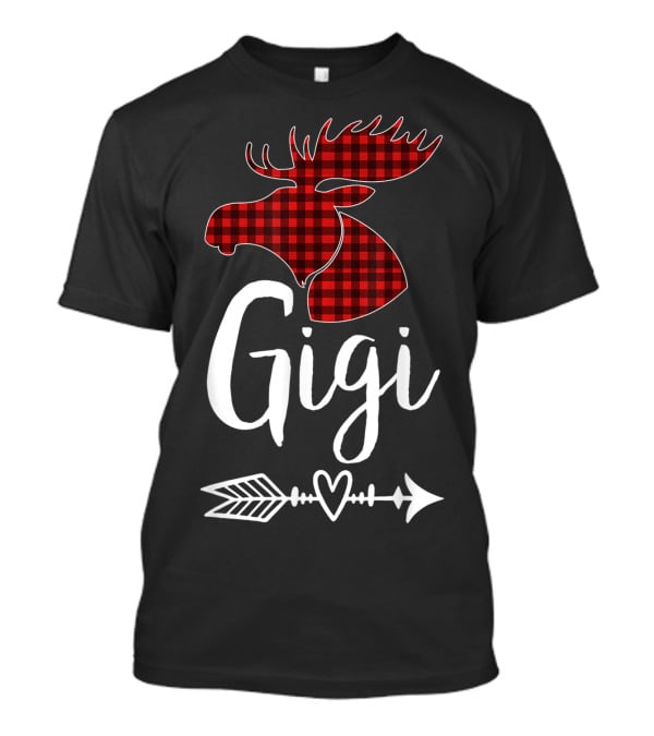 Gigi Red Plaid Moose Arrow Heart T-Shirt