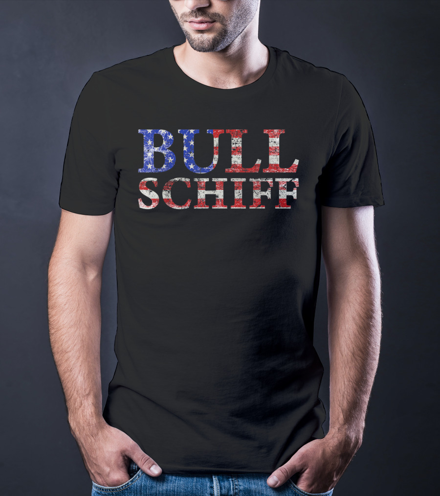 Bull Schiff Retro Vintage Distressed American Flag T-Shirt