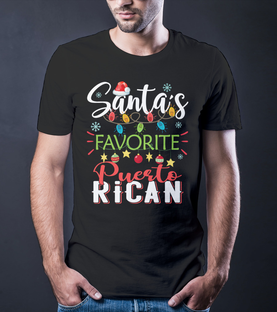 Santa's Favorite Puerto Rican Christmas Lights Festive T-Shirt