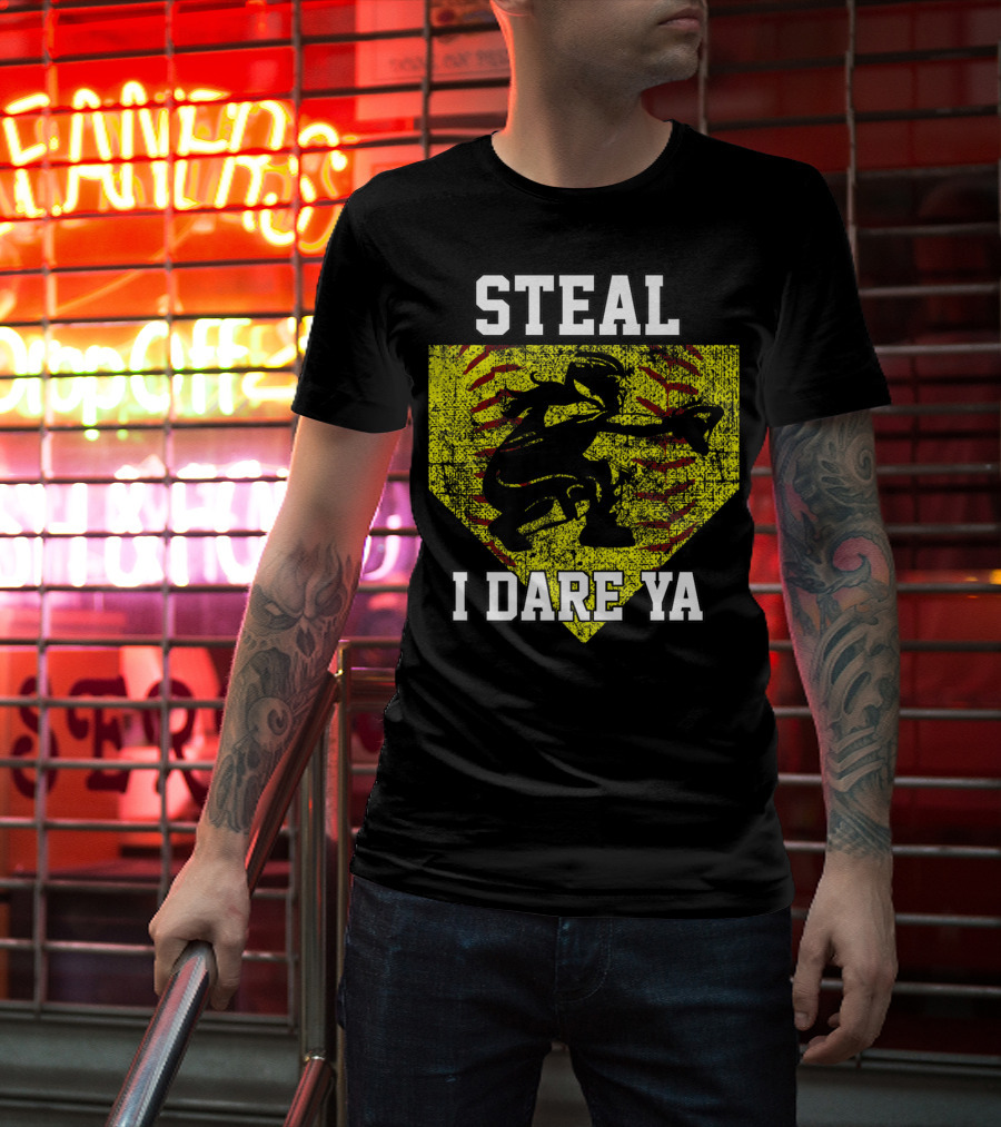 Steal I Dare Ya Softball Catcher Player T-Shirt