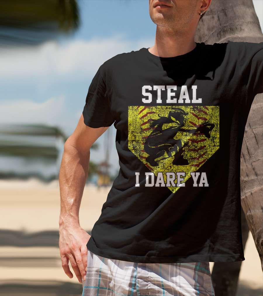 Steal I Dare Ya Softball Catcher Player T-Shirt