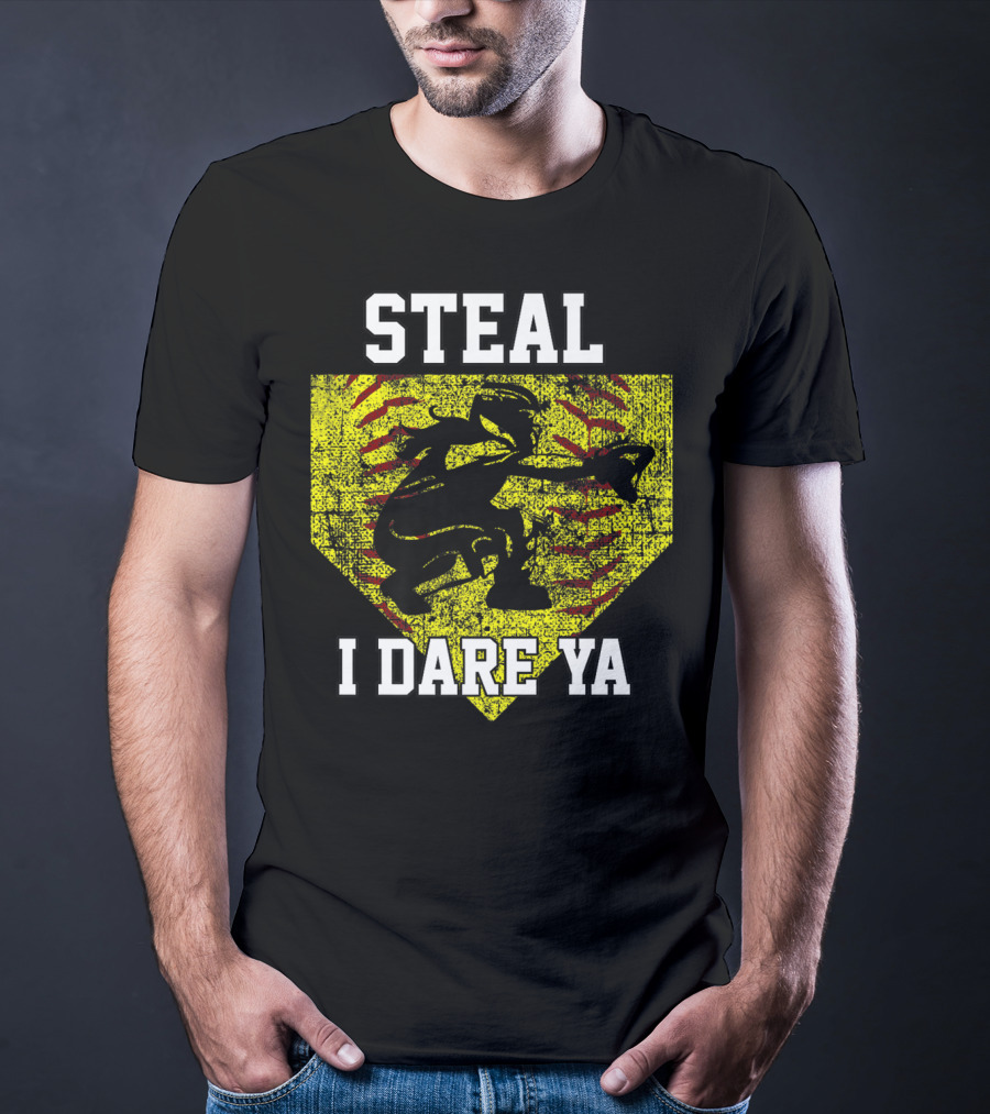 Steal I Dare Ya Softball Catcher Player T-Shirt