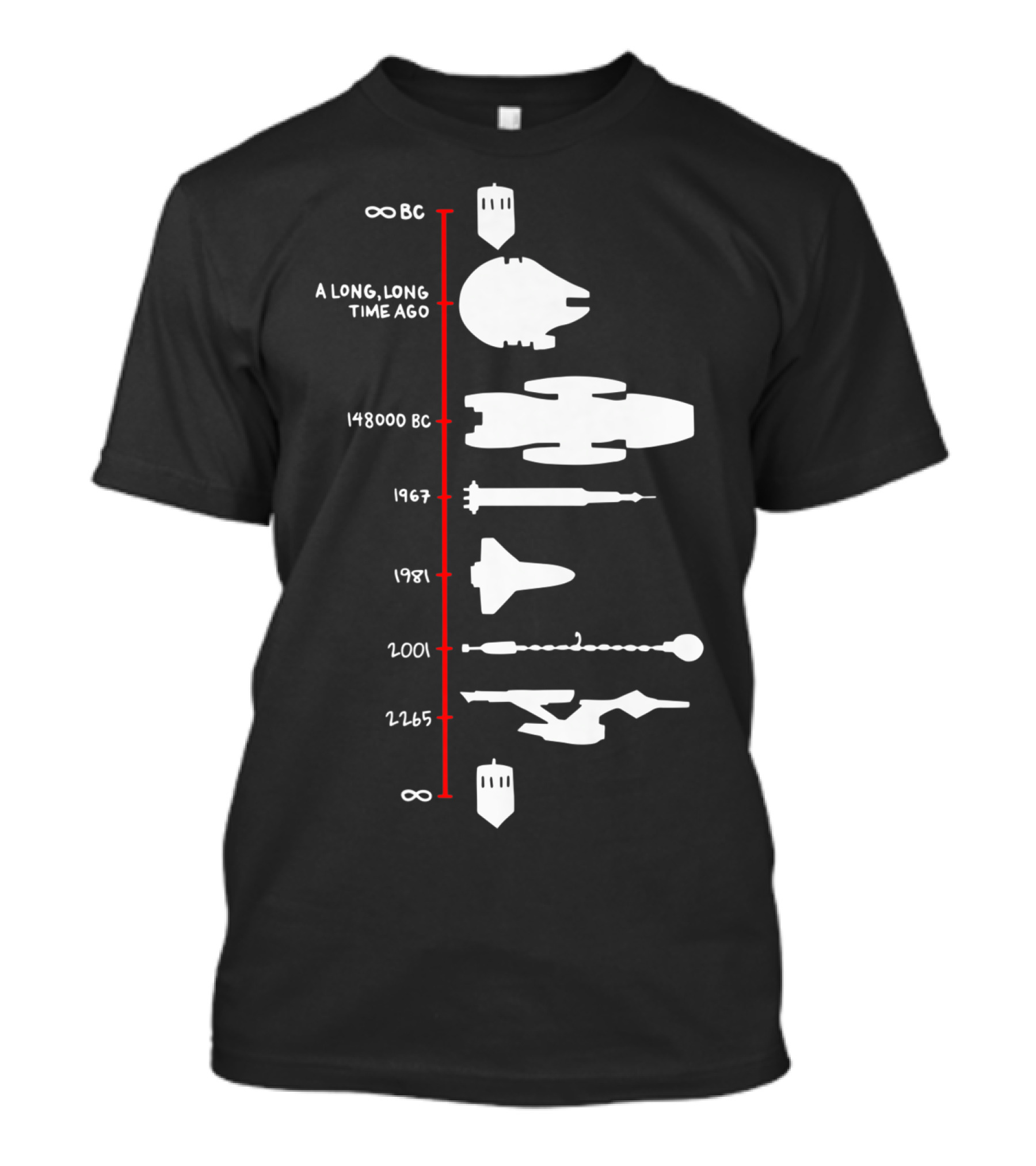 A Long, Long Time Ago Spaceship Timeline Science Fiction Rocket T-Shirt