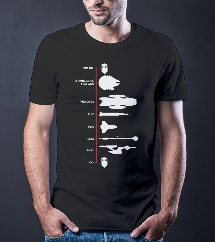 A Long, Long Time Ago Spaceship Timeline Science Fiction Rocket T-Shirt