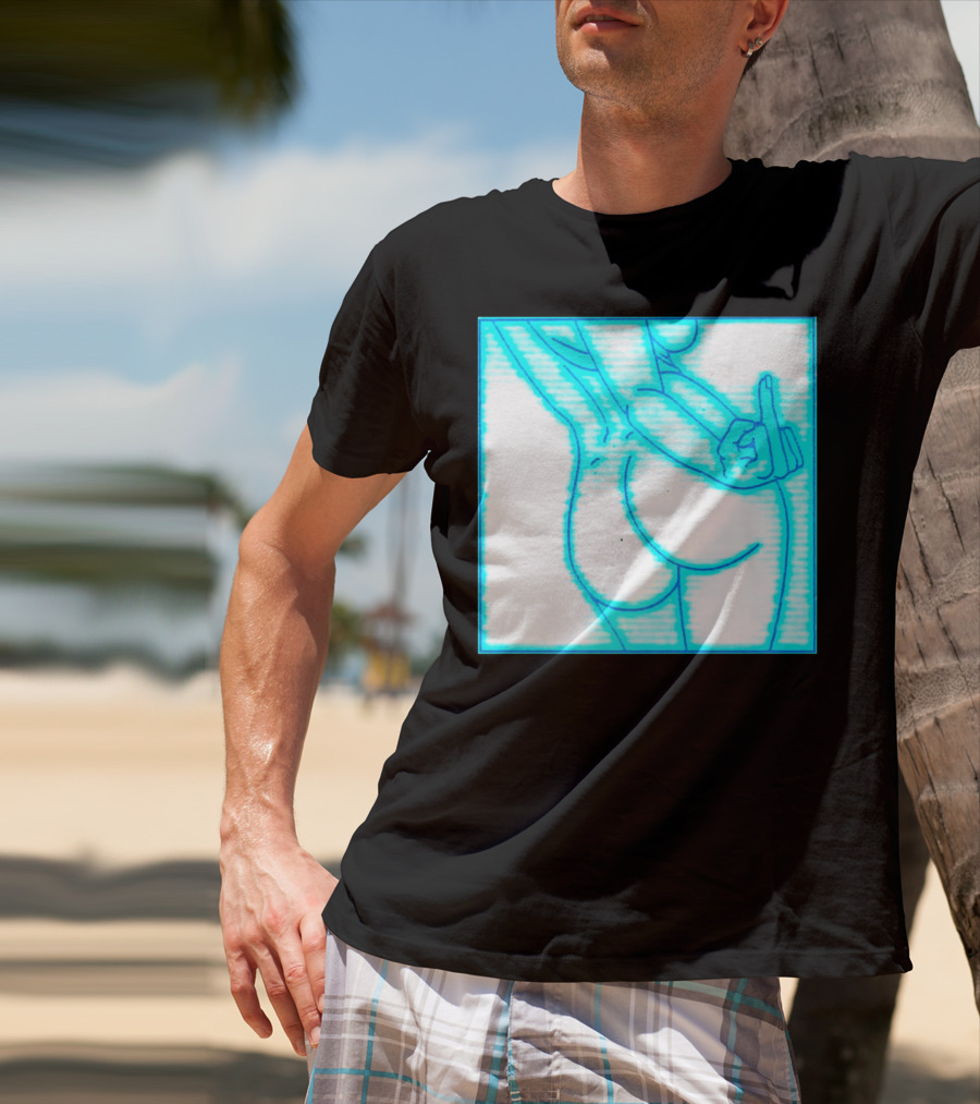 The Finger Middle Gesture Neon Outline T-Shirt