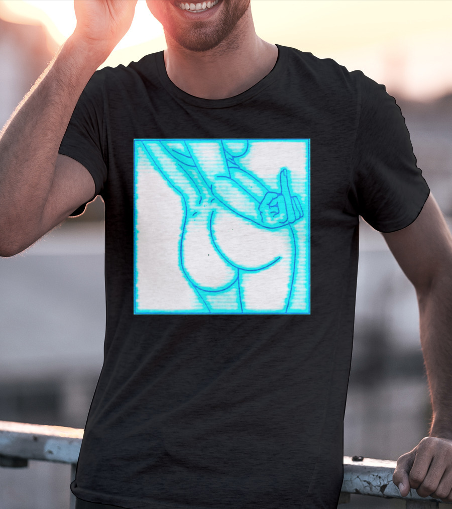 The Finger Middle Gesture Neon Outline T-Shirt