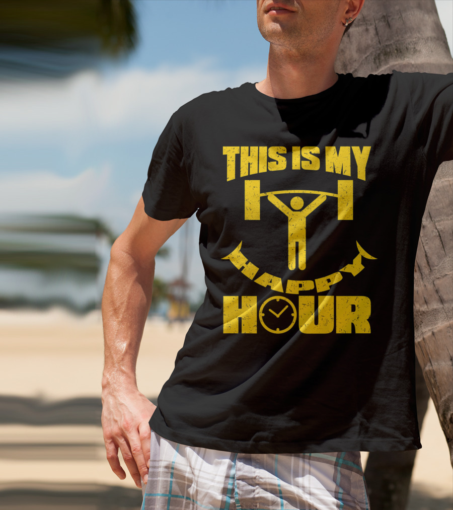 This Is My Happy Hour Weightlifting Workout Clock T-Shirt