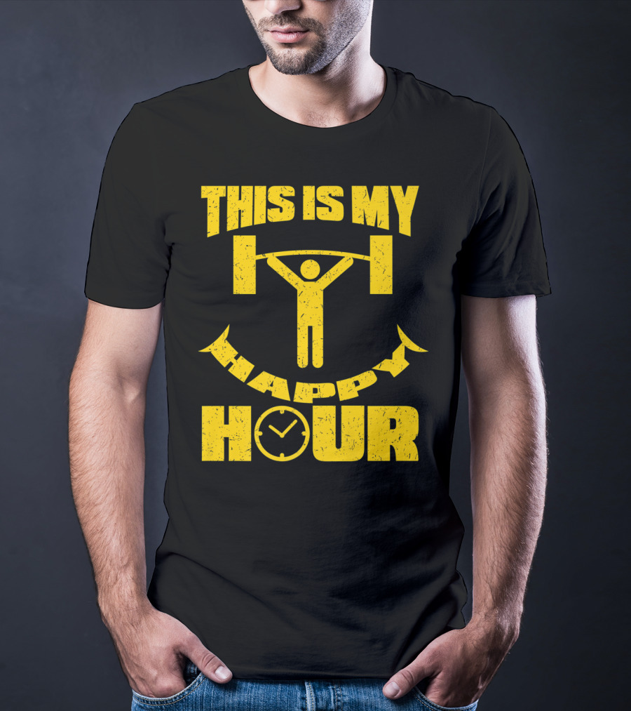 This Is My Happy Hour Weightlifting Workout Clock T-Shirt