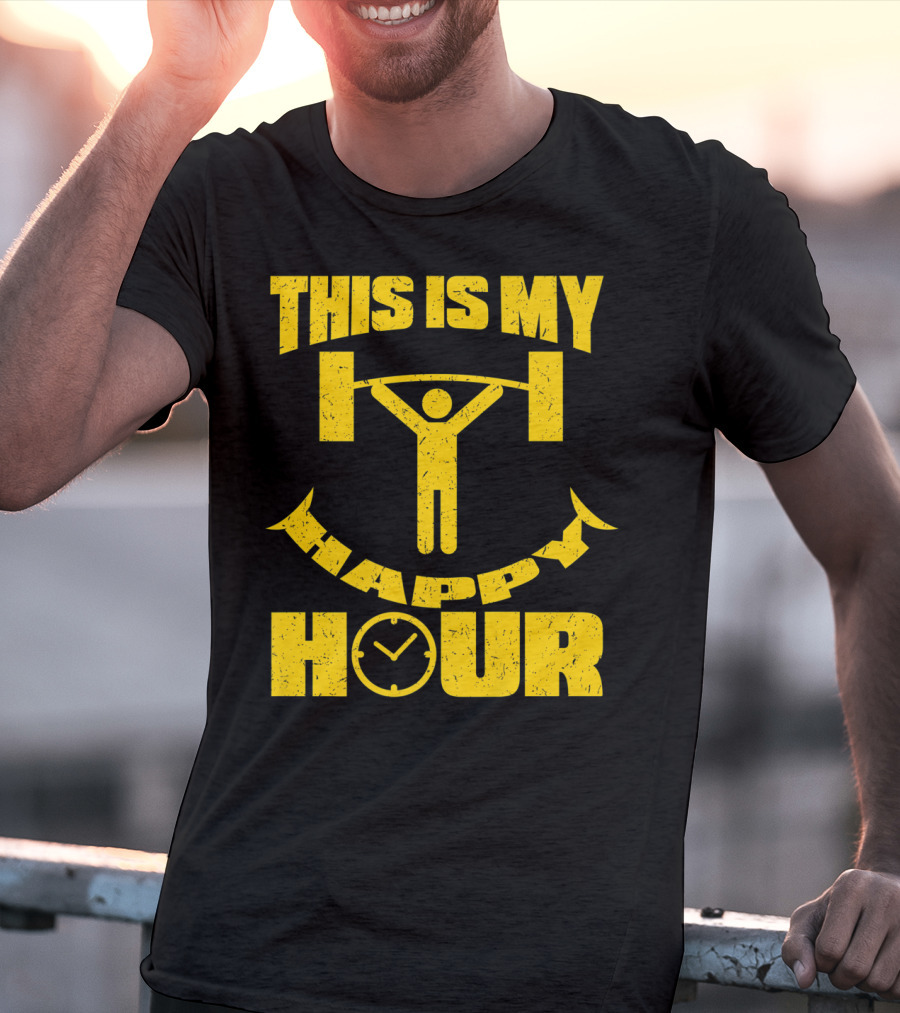 This Is My Happy Hour Weightlifting Workout Clock T-Shirt