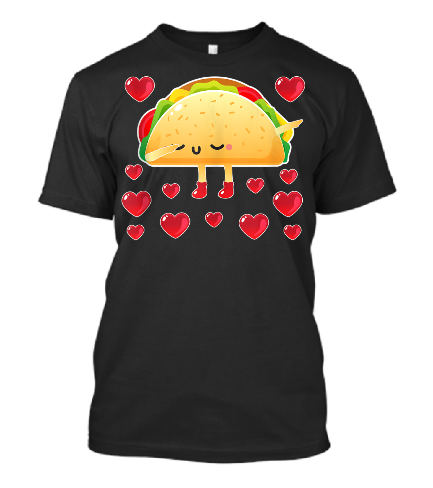 Valentine Hearts Taco Emoji For Girls And Men Taco Lovers T-Shirt