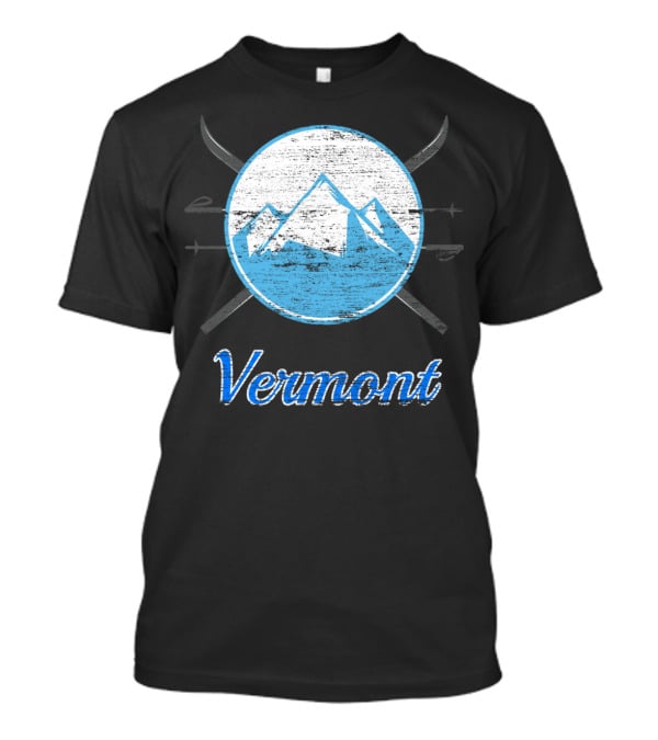 Vermont Blue Mountain Ski Crossed Skis T-Shirt