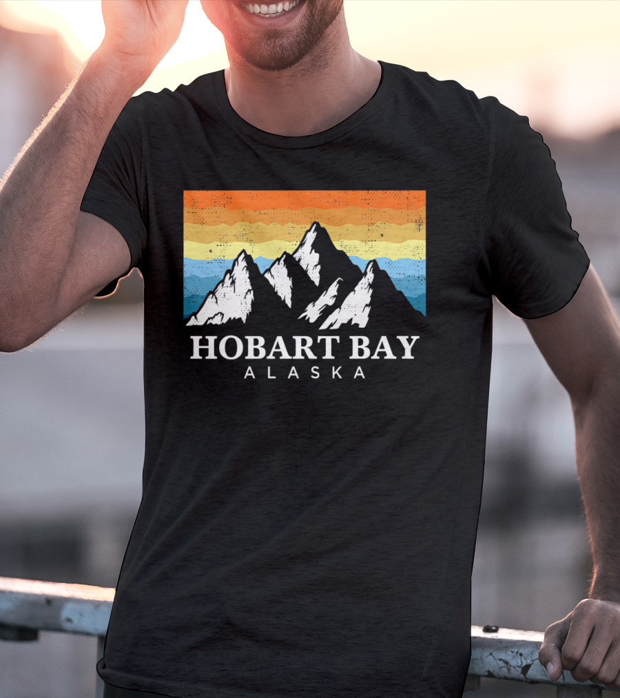 Hobart Bay Alaska Mountain Retro Vintage Landscape T-Shirt