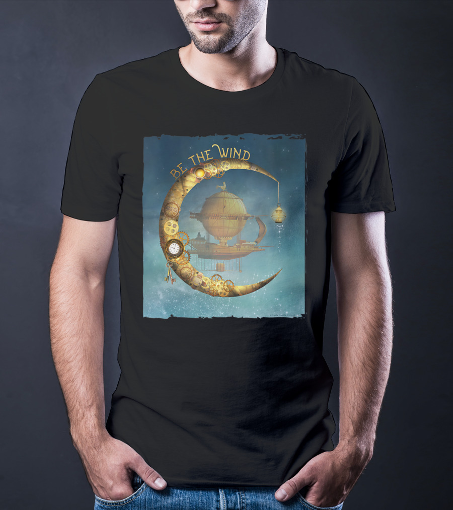 Be The Wind Fantasy Airship Steampunk Moon Gears T-Shirt