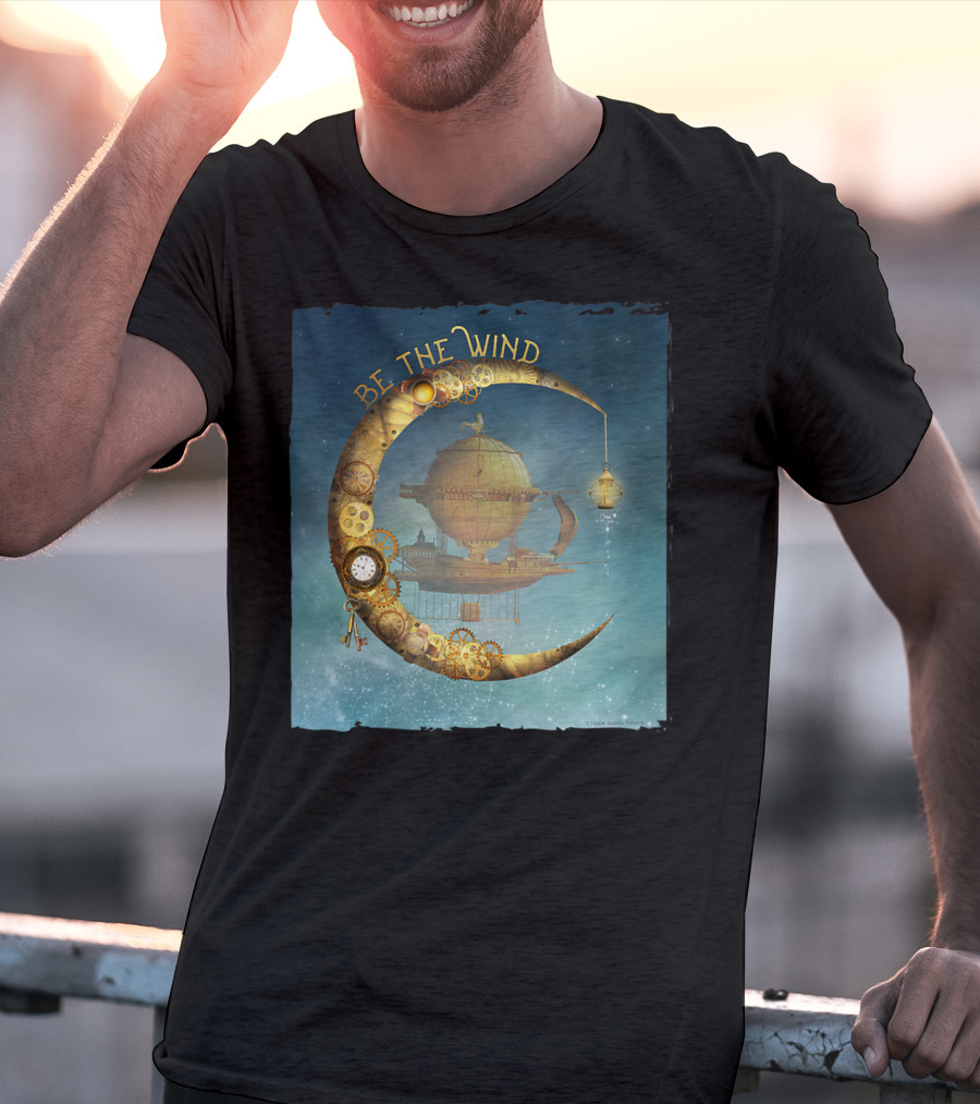 Be The Wind Fantasy Airship Steampunk Moon Gears T-Shirt