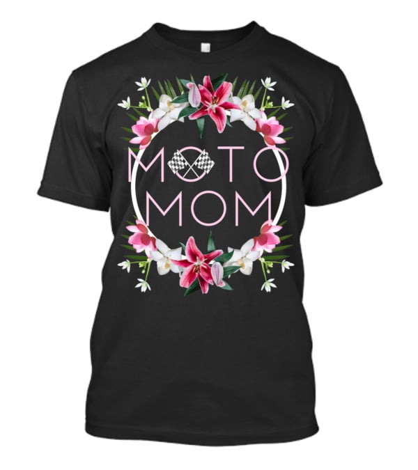 Moto Mom Floral Checkered Motocross T-Shirt
