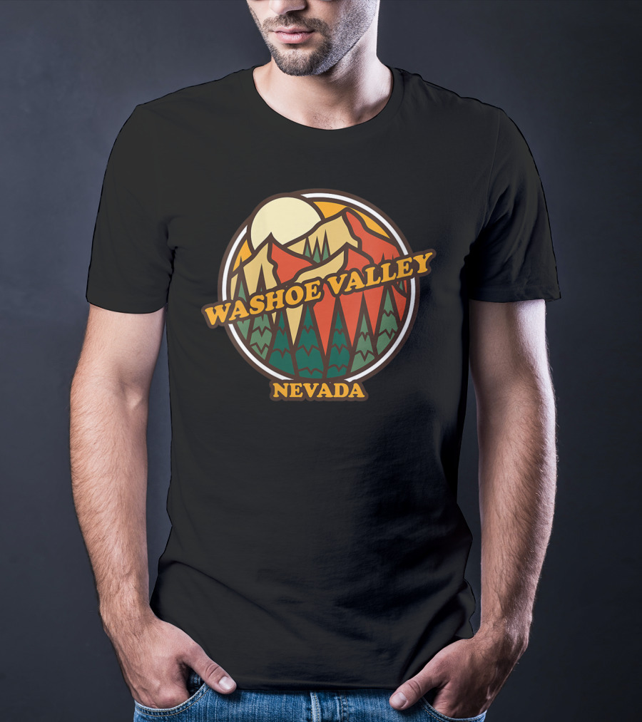 Washoe Valley Nevada Mountain Vintage Retro Sunburst Forest Scene T-Shirt