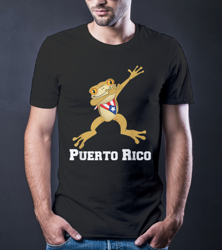 Dabbing Coqui Frog Puerto Rico Flag T-Shirt