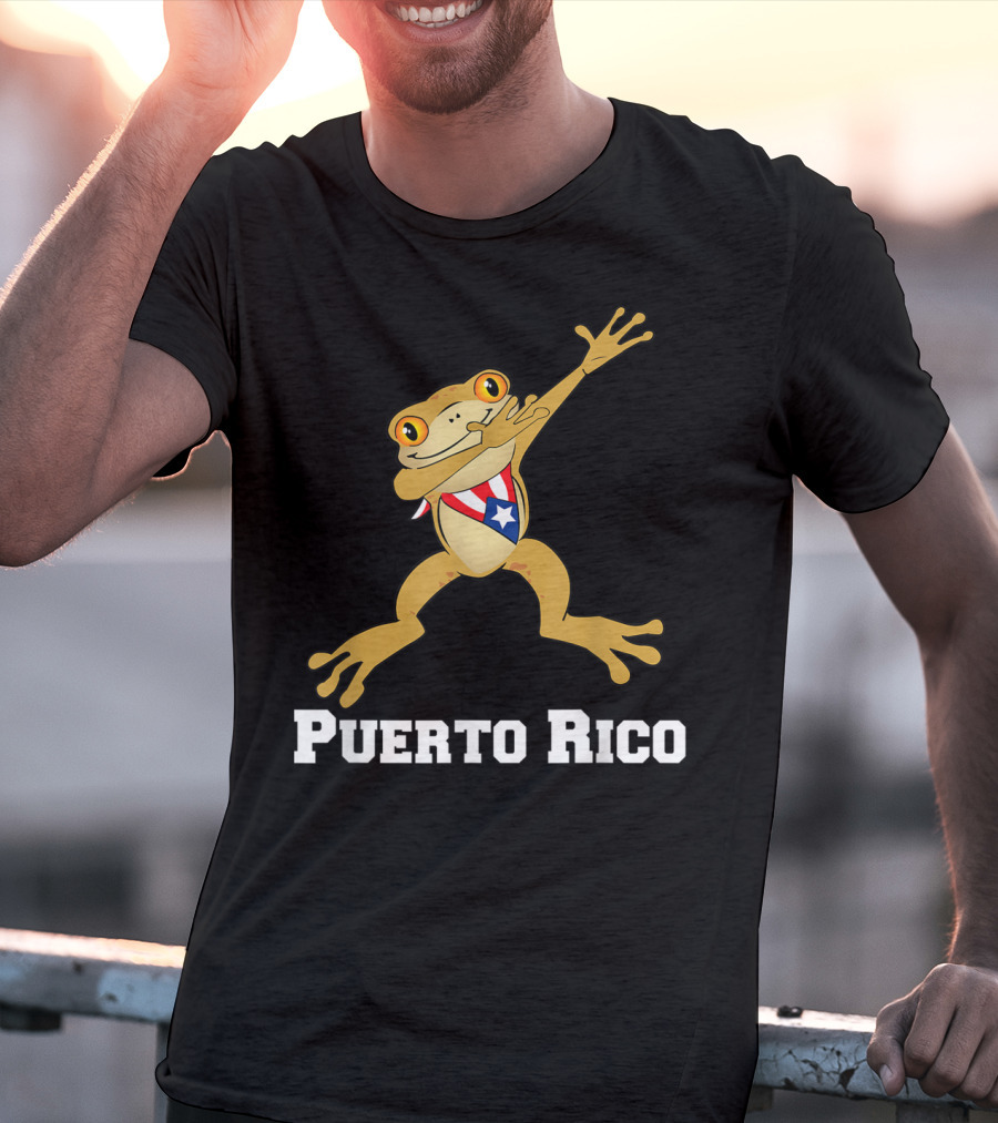 Dabbing Coqui Frog Puerto Rico Flag T-Shirt