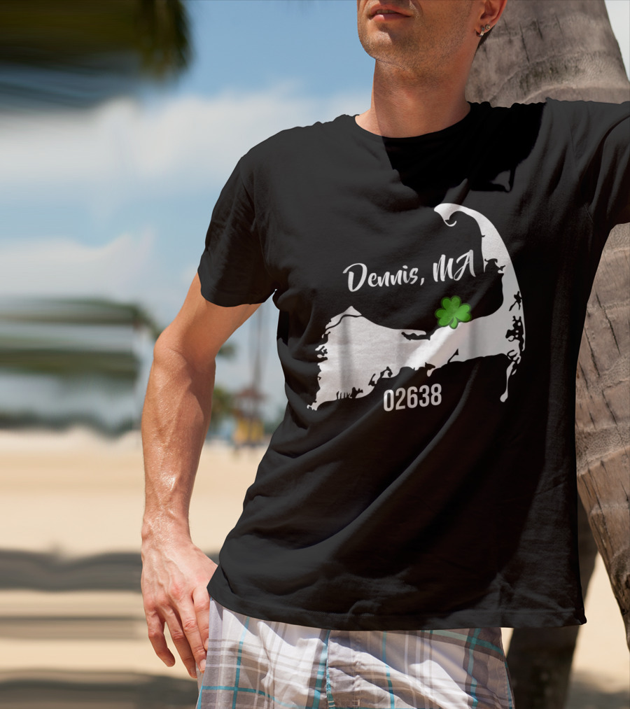 Dennis MA 02638 Cape Cod Shamrock Summer Map T-Shirt