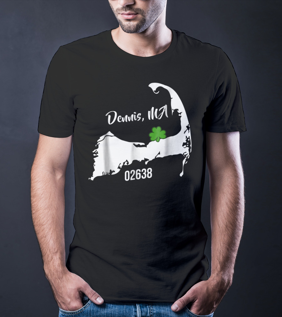 Dennis MA 02638 Cape Cod Shamrock Summer Map T-Shirt