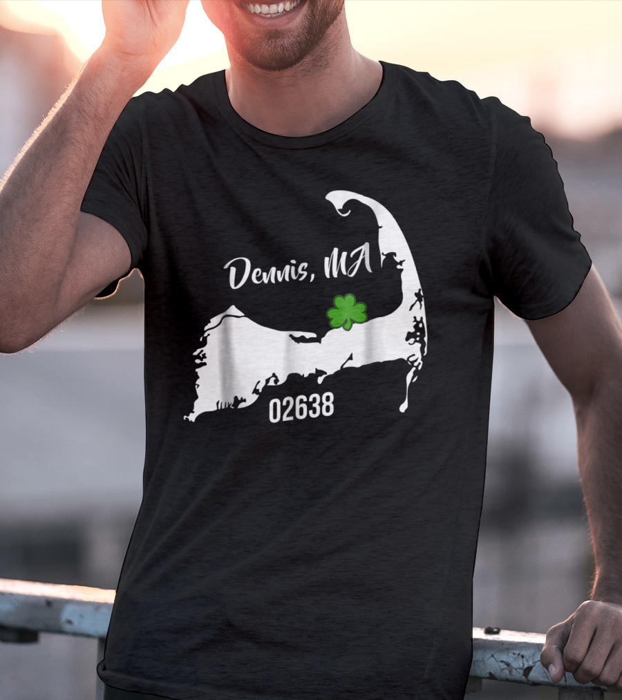 Dennis MA 02638 Cape Cod Shamrock Summer Map T-Shirt