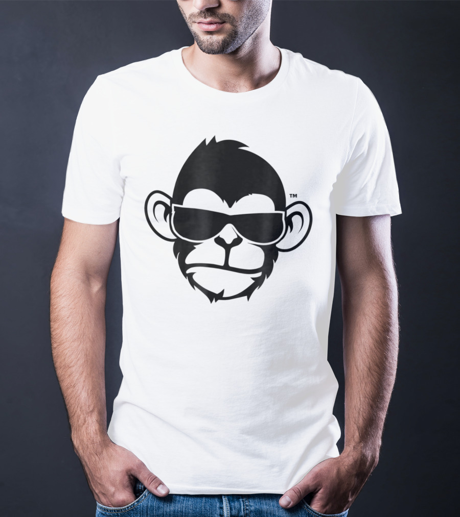 Fuzewear Monkey Face Sunglasses Cool Black T-Shirt