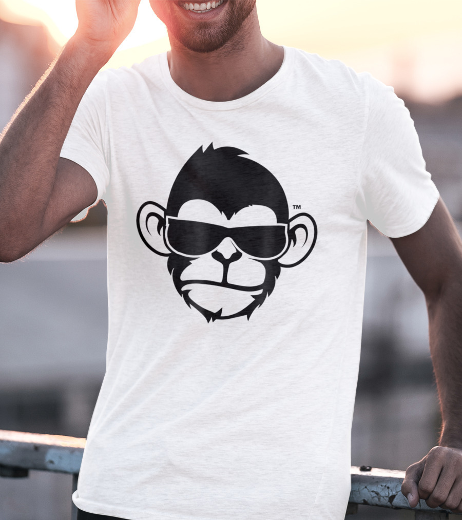 Fuzewear Monkey Face Sunglasses Cool Black T-Shirt