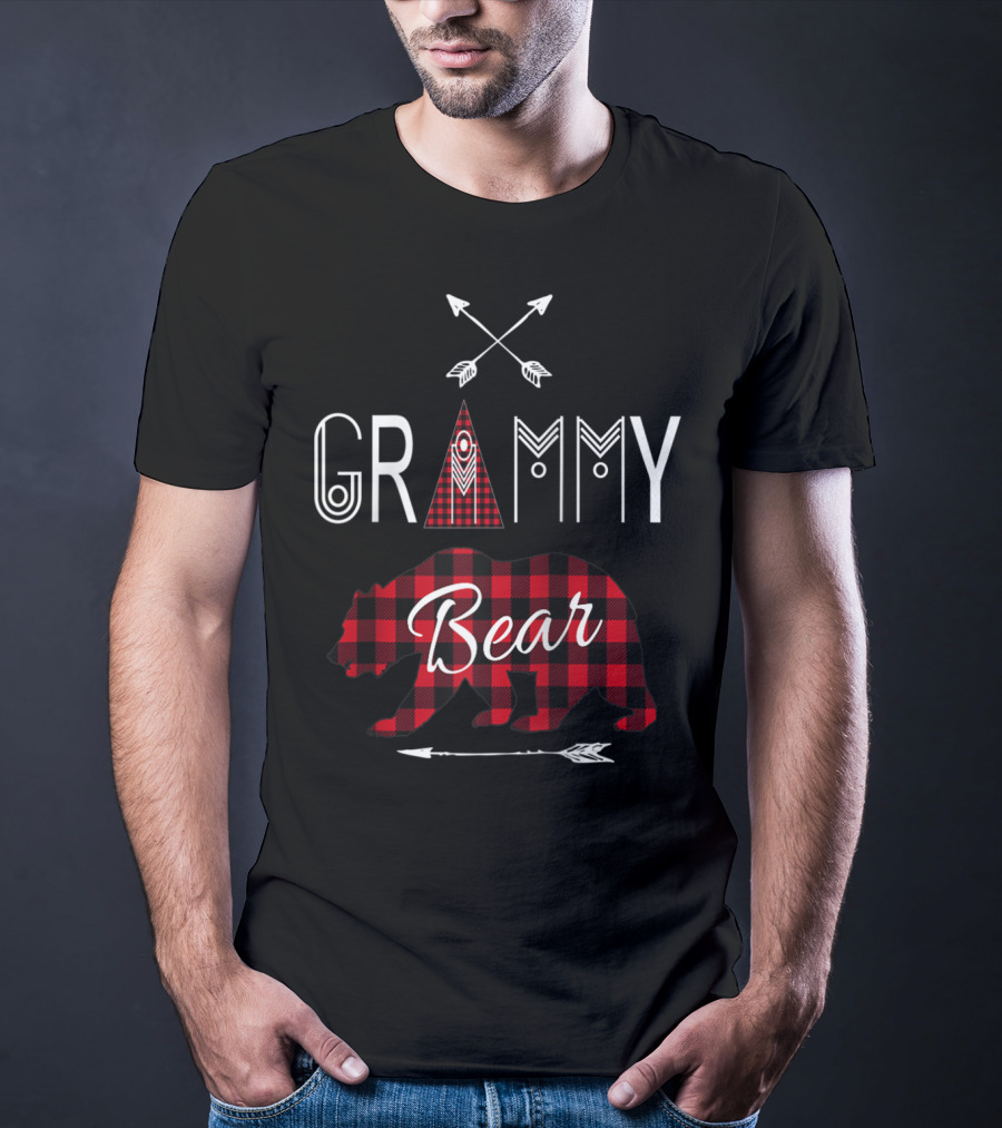 Grammy Bear Buffalo Plaid Family Vacation Rustic Arrow T-Shirt